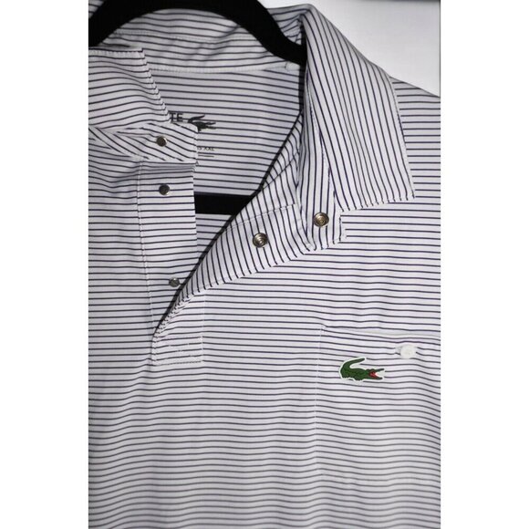 Lacoste Sport Polo Shirt - Men's XXL - Striped Purple & White 🐊 - Picture 6 of 16